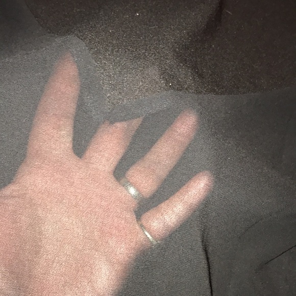 Black  large semi sheer front solid black sleeveless button down top - Picture 5 of 13